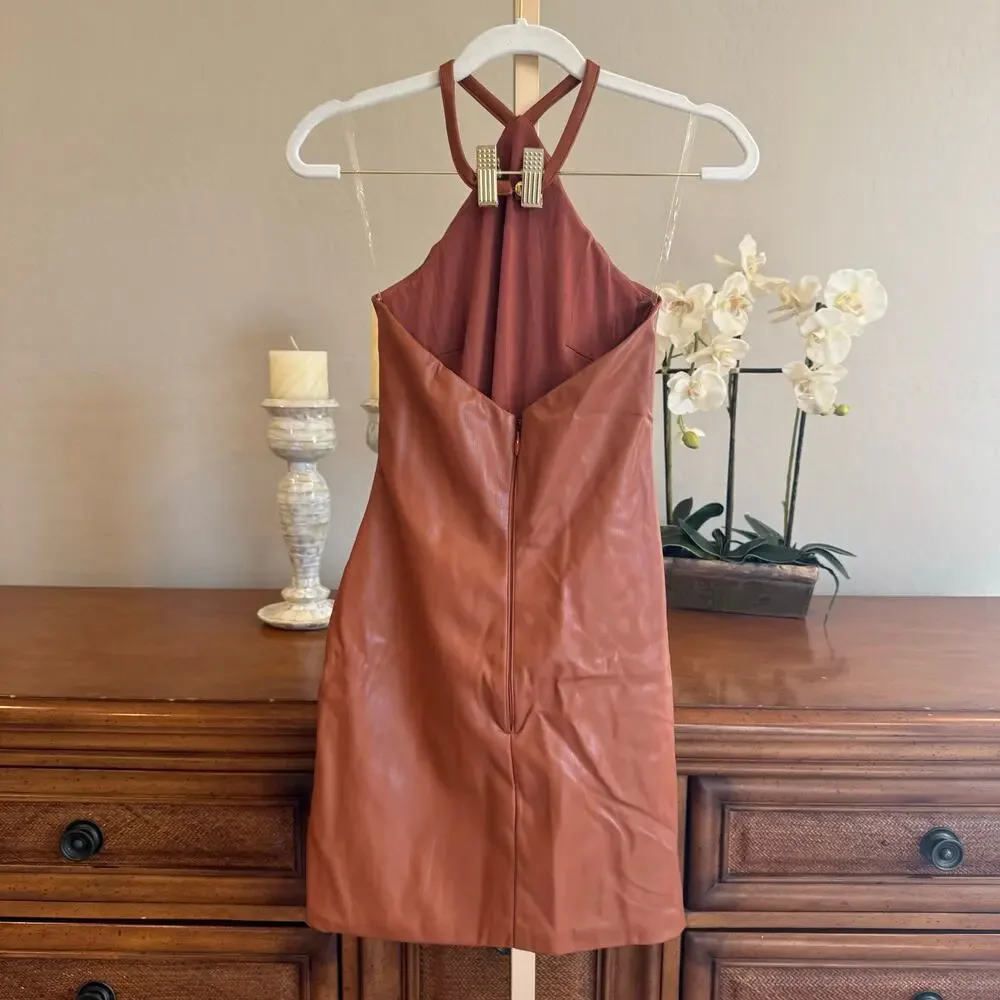 Nookie x Revolve Barbella Strapless Bodycon Mini Dress Tan M - Picture 5 of 6